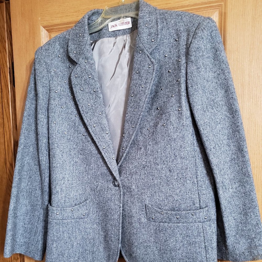 VINTAGE JACK WINTER WOOL BLEND STUDDED BLAZER SIZE 10